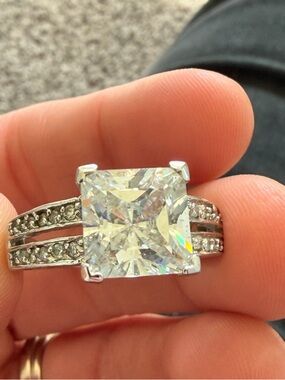 Faux princess diamond ring, imitation engagement ring